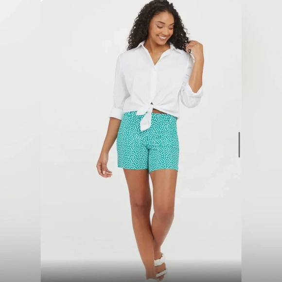 SPANX Sunshine Short 6” Polka Dot Kelly Green Beach Swim Trunks Shorts Large - Picture 1 of 10
